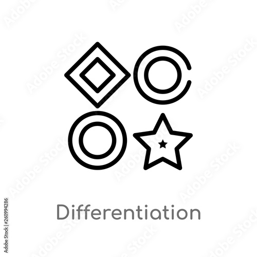 outline differentiation vector icon. isolated black simple line element illustration from seo and web concept. editable vector stroke differentiation icon on white background