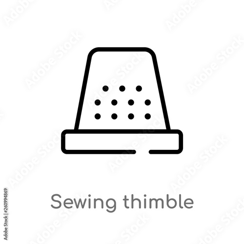 outline sewing thimble vector icon. isolated black simple line element illustration from sew concept. editable vector stroke sewing thimble icon on white background