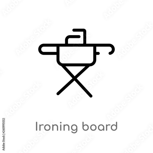 outline ironing board vector icon. isolated black simple line element illustration from sew concept. editable vector stroke ironing board icon on white background