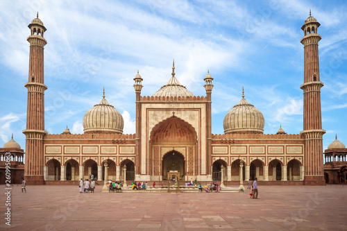 Facade view of Jama Masjid in Old Delhi, India
