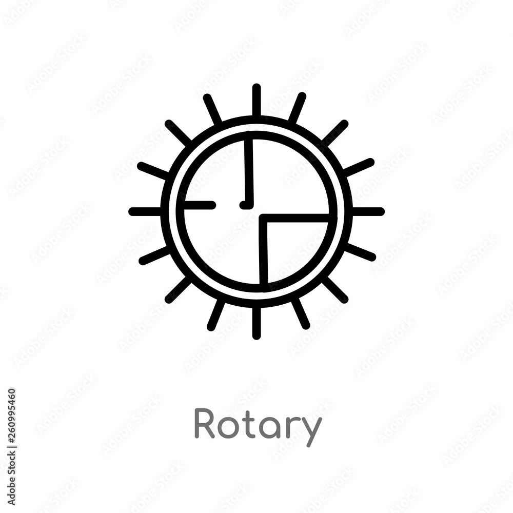 outline rotary vector icon. isolated black simple line element illustration from sew concept. editable vector stroke rotary icon on white background