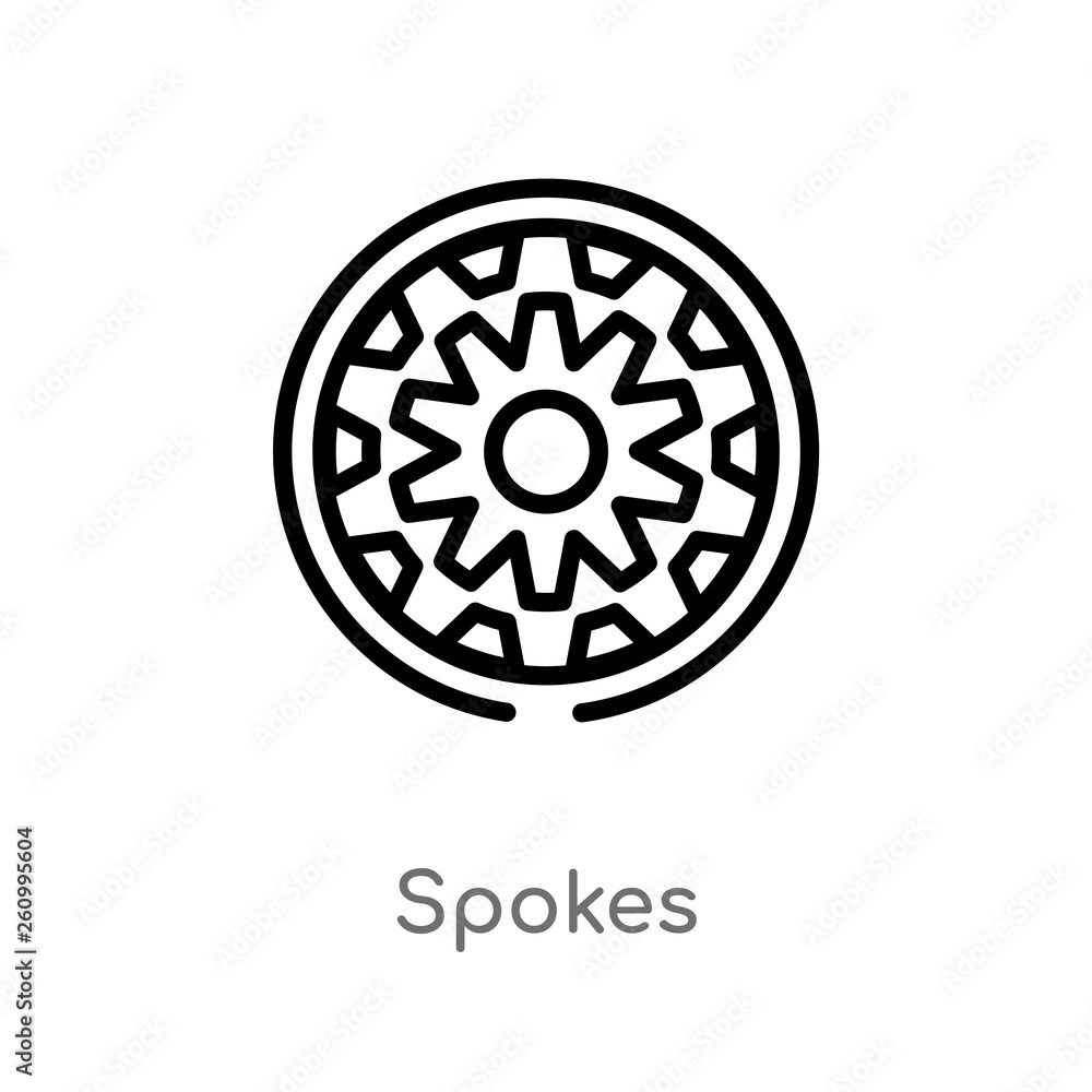 outline spokes vector icon. isolated black simple line element illustration from sew concept. editable vector stroke spokes icon on white background outline spokes vector icon. isolated black simple line element illustration from sew concept. editable vector stroke spokes icon on white background