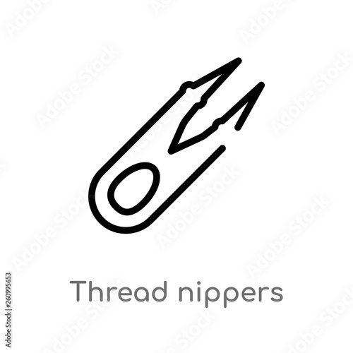 outline thread nippers vector icon. isolated black simple line element illustration from sew concept. editable vector stroke thread nippers icon on white background