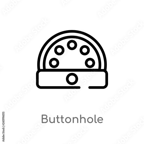 outline buttonhole vector icon. isolated black simple line element illustration from sew concept. editable vector stroke buttonhole icon on white background