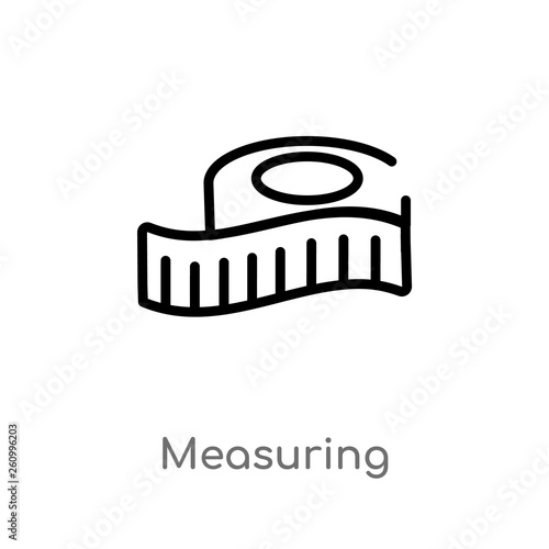 outline measuring vector icon. isolated black simple line element illustration from sew concept. editable vector stroke measuring icon on white background