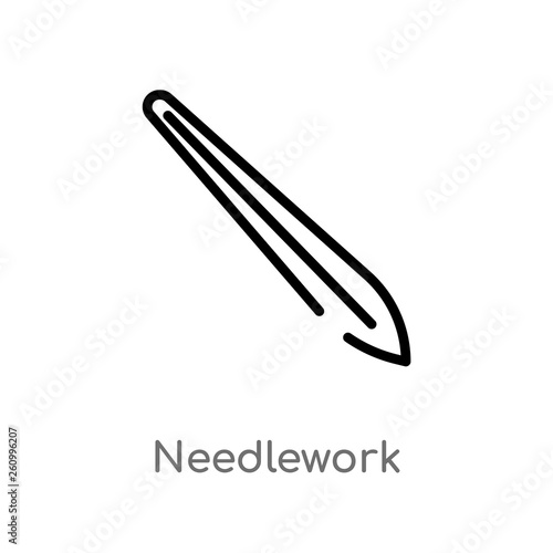 outline needlework vector icon. isolated black simple line element illustration from sew concept. editable vector stroke needlework icon on white background