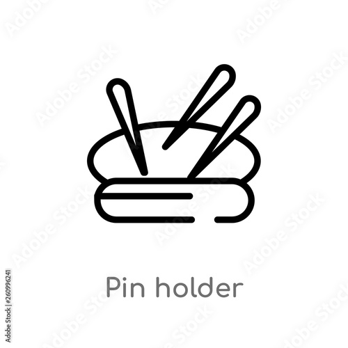 outline pin holder vector icon. isolated black simple line element illustration from sew concept. editable vector stroke pin holder icon on white background