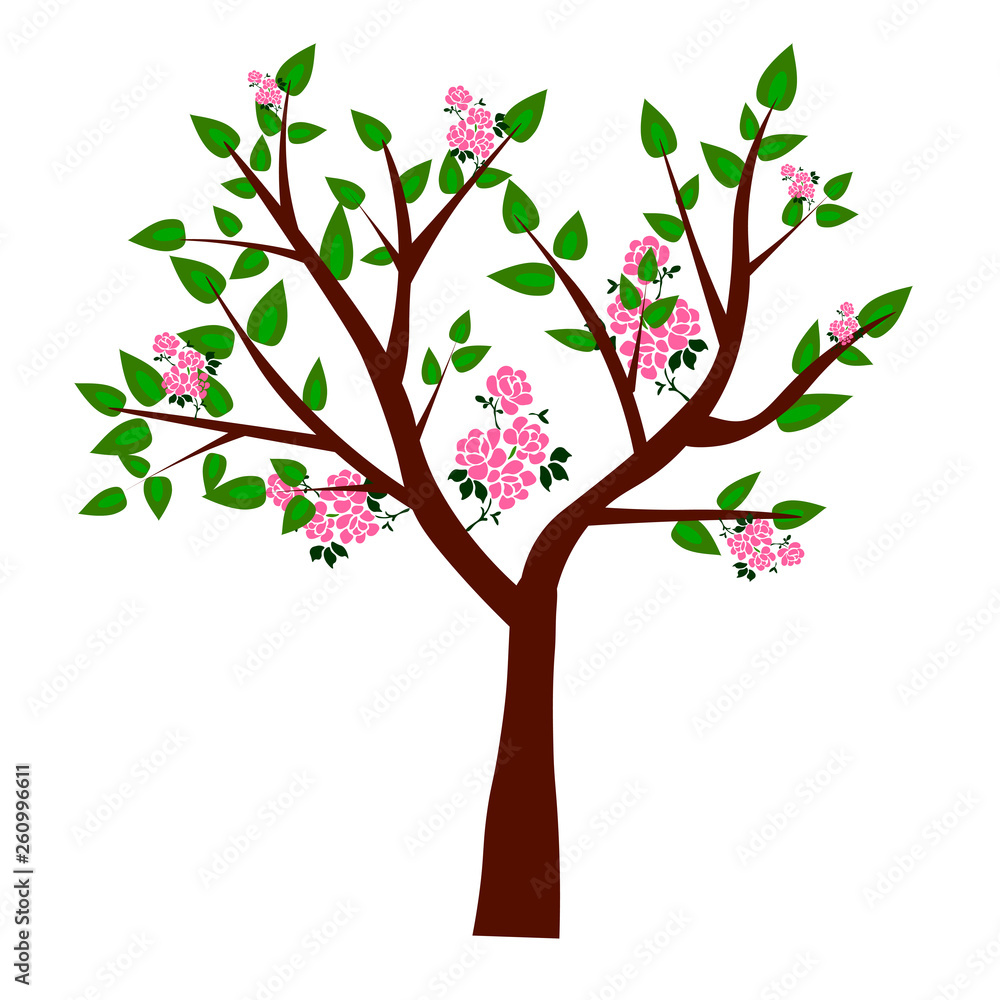 card with floral tree, vector love background