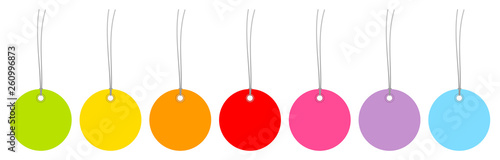 7 Runde Bunte Hangtags Regenbogen