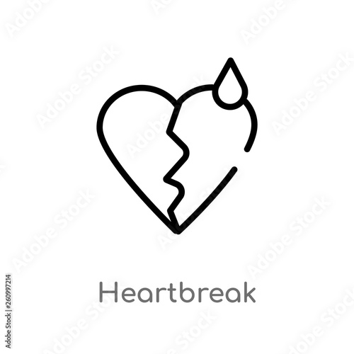outline heartbreak vector icon. isolated black simple line element illustration from shapes concept. editable vector stroke heartbreak icon on white background