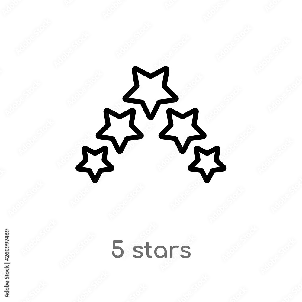 outline 5 stars vector icon. isolated black simple line element illustration from shapes concept. editable vector stroke 5 stars icon on white background outline 5 stars vector icon. isolated black simple line element illustration from shapes concept. editable vector stroke 5 stars icon on white background