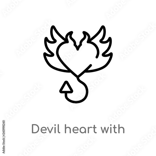 outline devil heart with wings vector icon. isolated black simple line element illustration from shapes concept. editable vector stroke devil heart with wings icon on white background