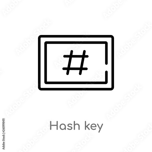 outline hash key vector icon. isolated black simple line element illustration from shapes concept. editable vector stroke hash key icon on white background