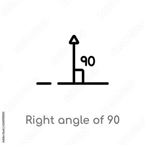 outline right angle of 90 degrees vector icon. isolated black simple line element illustration from shapes concept. editable vector stroke right angle of 90 degrees icon on white background