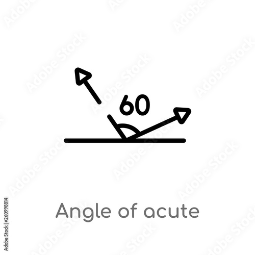outline angle of acute vector icon. isolated black simple line element illustration from shapes concept. editable vector stroke angle of acute icon on white background