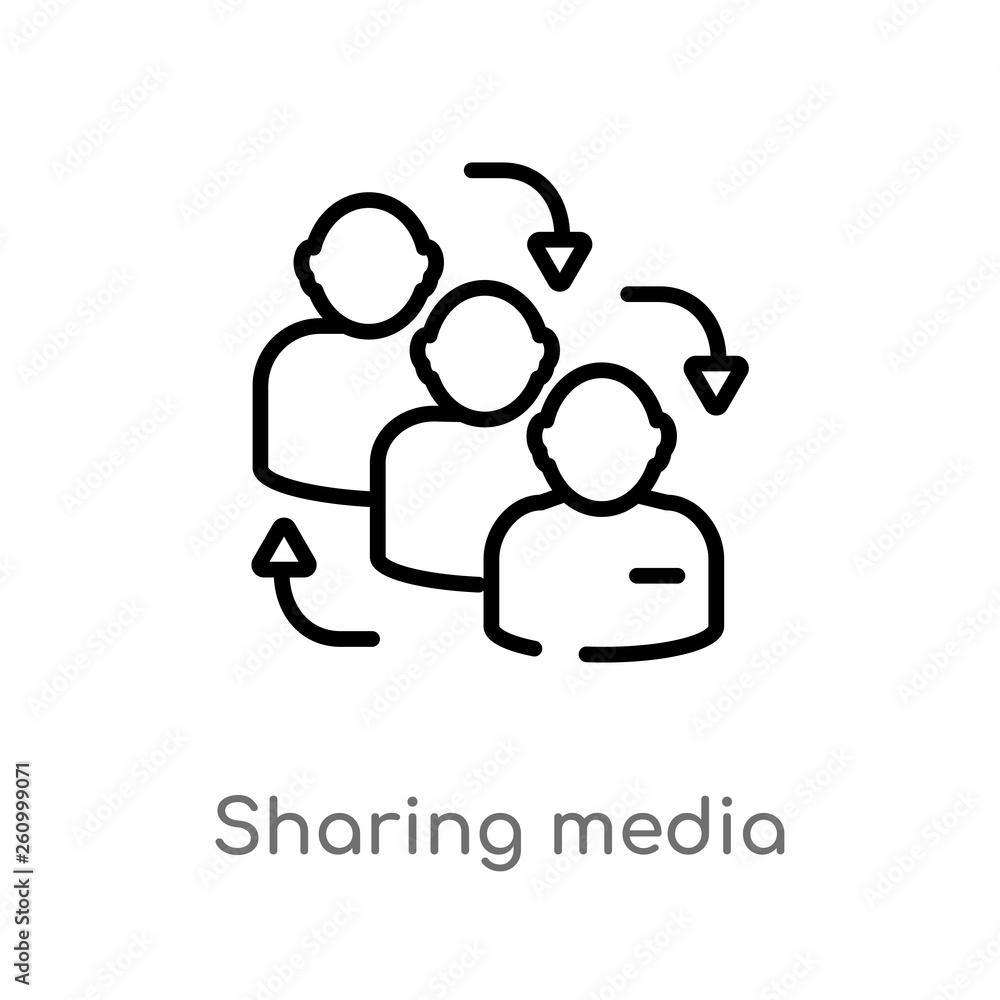 outline sharing media vector icon. isolated black simple line element illustration from shapes concept. editable vector stroke sharing media icon on white background outline sharing media vector icon. isolated black simple line element illustration from shapes concept. editable vector stroke sharing media icon on white background