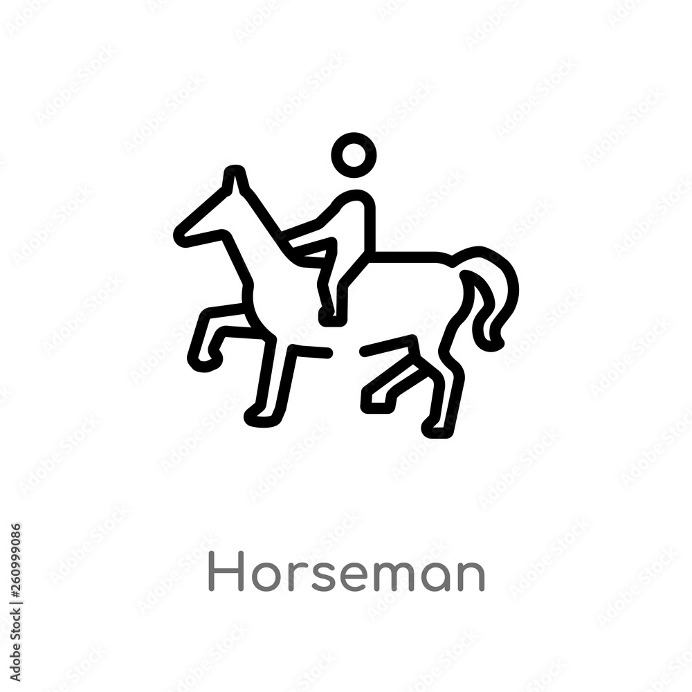 outline horseman vector icon. isolated black simple line element illustration from shapes concept. editable vector stroke horseman icon on white background