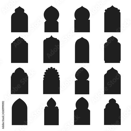 Arabic arch window and doors black set