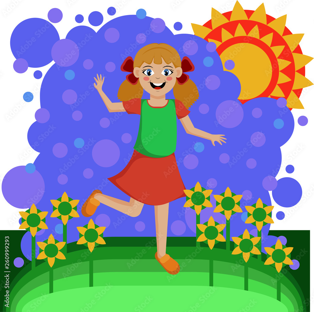 Summer mood. Cute girl in the park. Vector illustration Summer mood. Cute girl in the park. Vector illustration