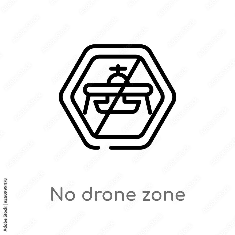 outline no drone zone vector icon. isolated black simple line element illustration from signaling concept. editable vector stroke no drone zone icon on white background outline no drone zone vector icon. isolated black simple line element illustration from signaling concept. editable vector stroke no drone zone icon on white background