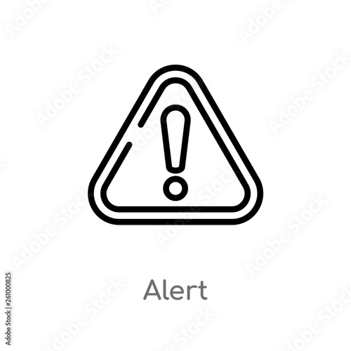 outline alert vector icon. isolated black simple line element illustration from signs concept. editable vector stroke alert icon on white background