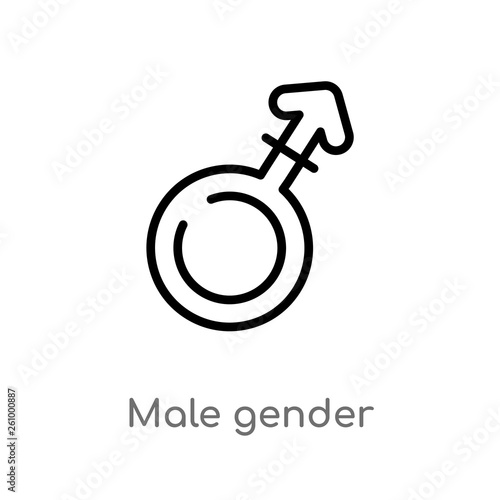 outline male gender vector icon. isolated black simple line element illustration from signs concept. editable vector stroke male gender icon on white background