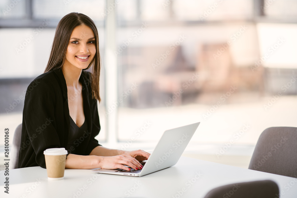 Female manager at the office. Boss working on her laptop. Female manager at the office. Boss working on her laptop.