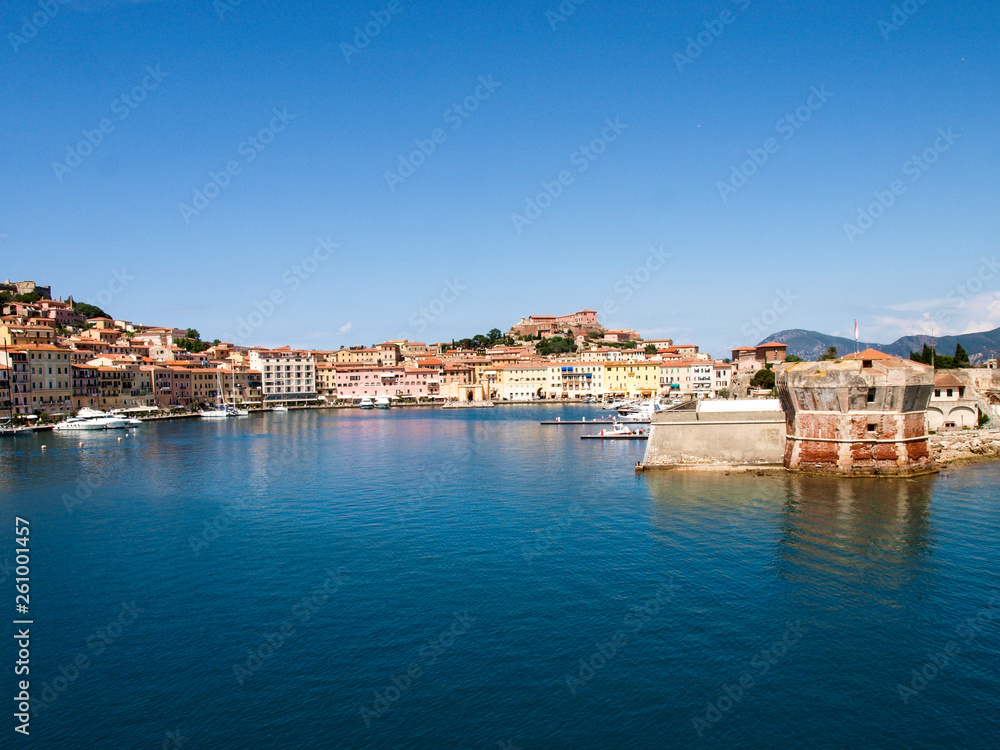 Portoferraio, view of the harbor town.