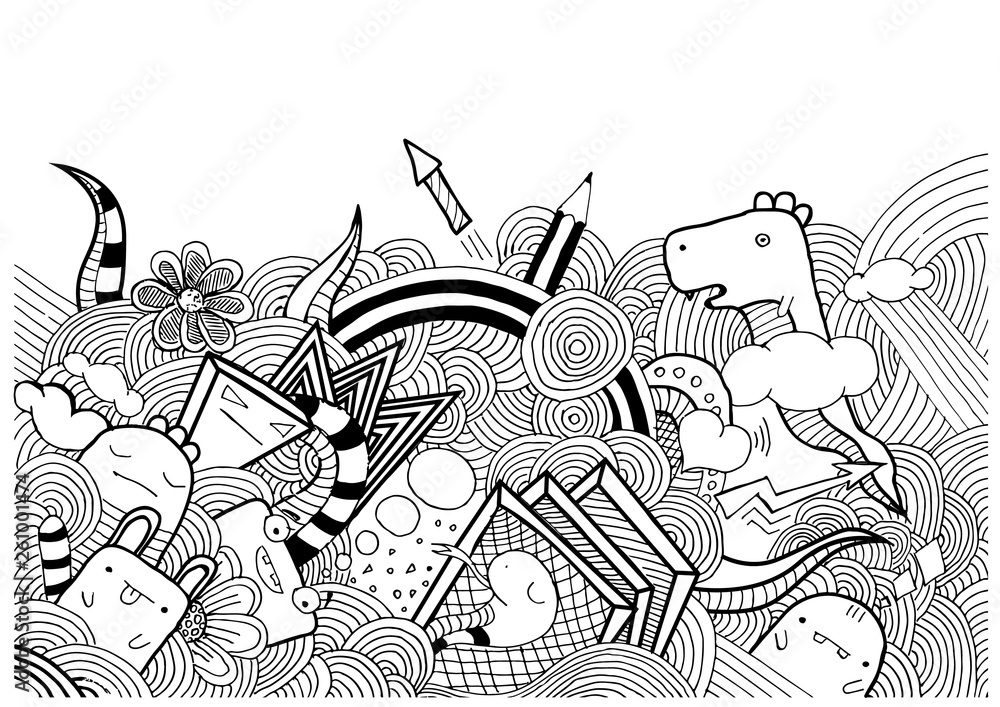 Vector doodle monsters hand drawn