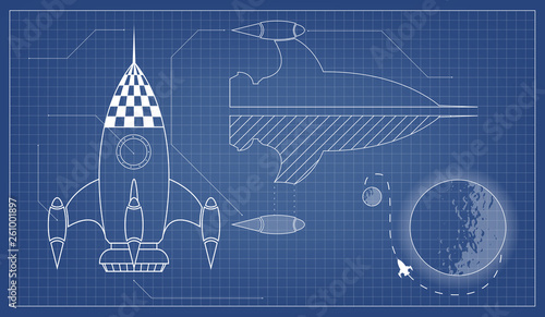 vector blueprint of the spaceship