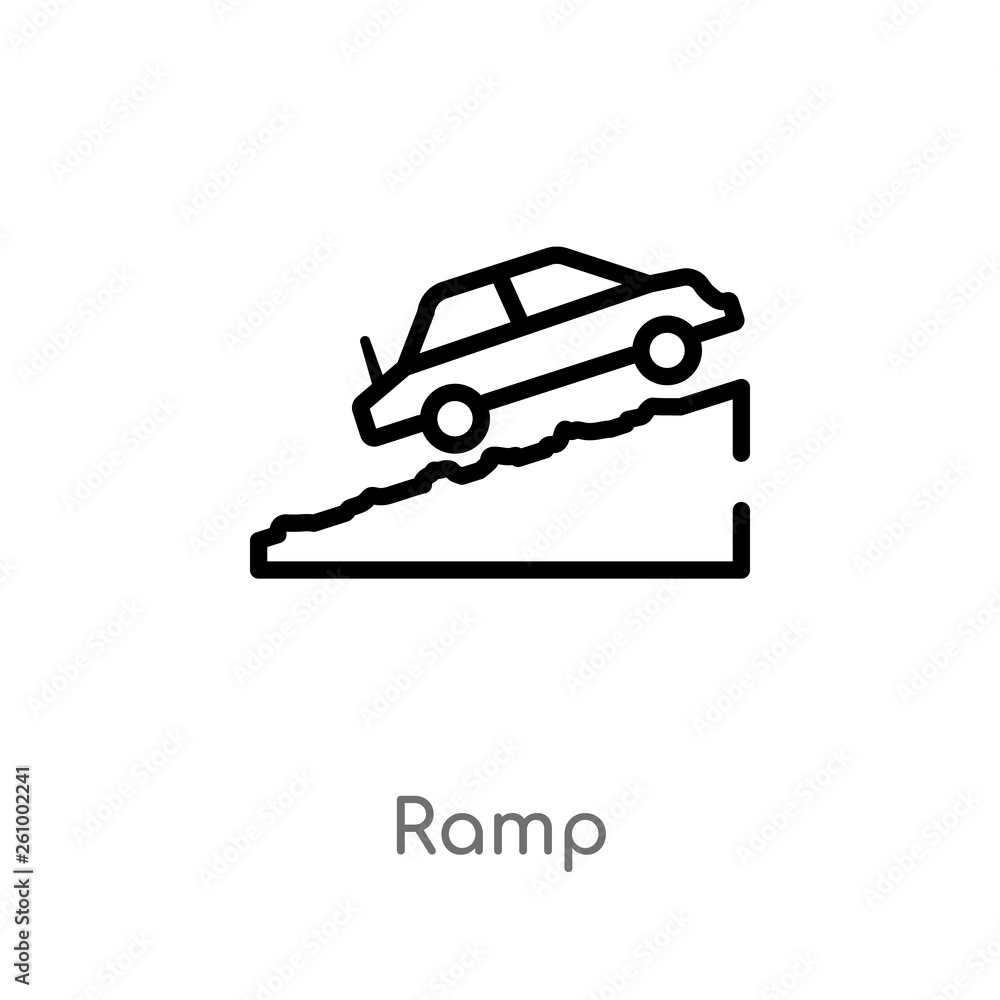 outline ramp vector icon. isolated black simple line element illustration from signs concept. editable vector stroke ramp icon on white background