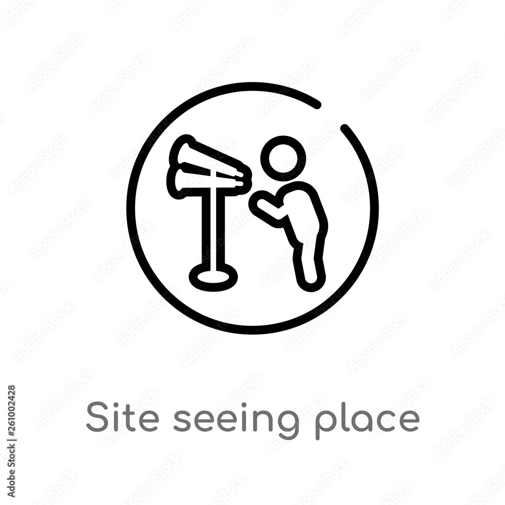 outline site seeing place vector icon. isolated black simple line element illustration from signs concept. editable vector stroke site seeing place icon on white background outline site seeing place vector icon. isolated black simple line element illustration from signs concept. editable vector stroke site seeing place icon on white background