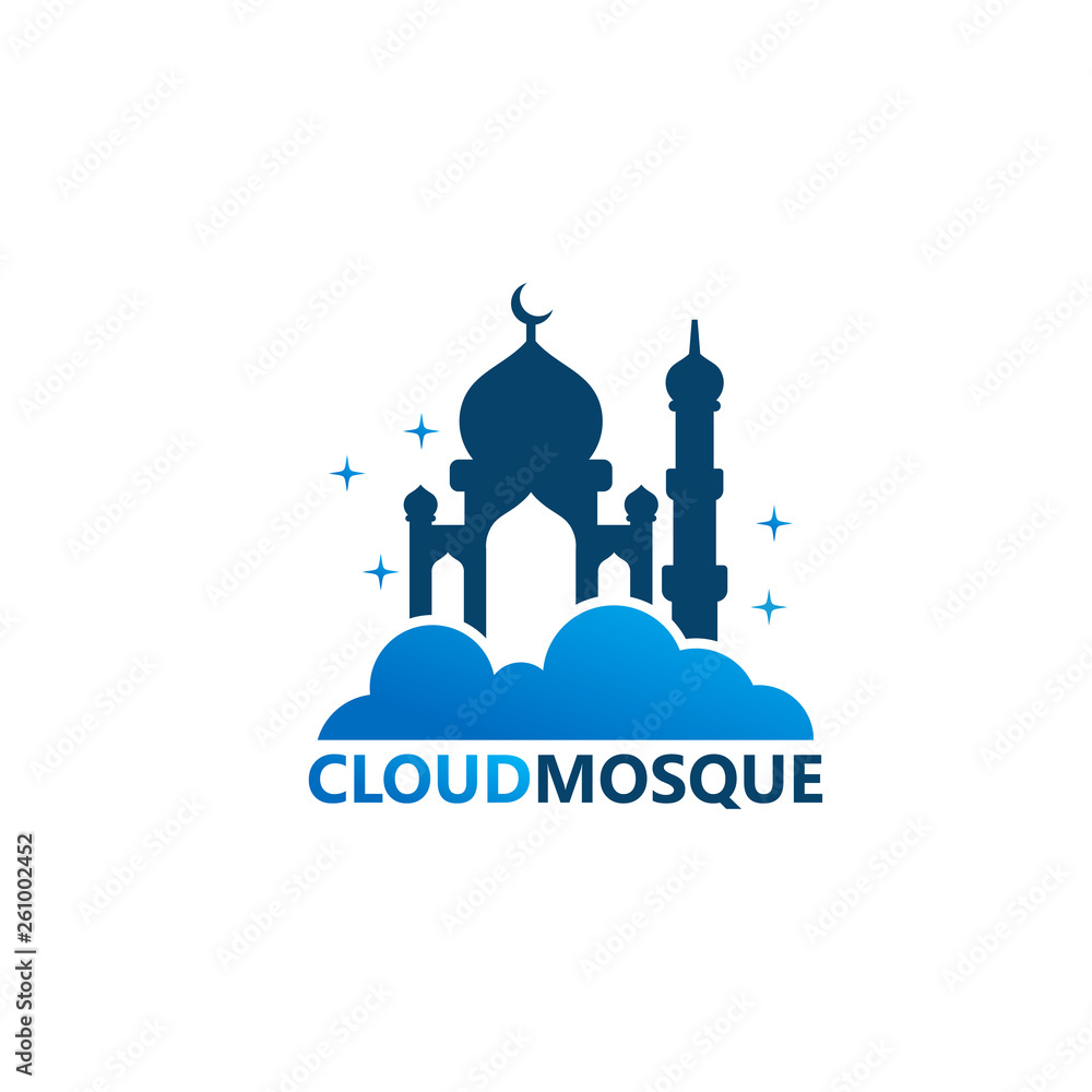 Cloud Mosque Logo Template Design Vector, Emblem, Design Concept, Creative Symbol, Icon