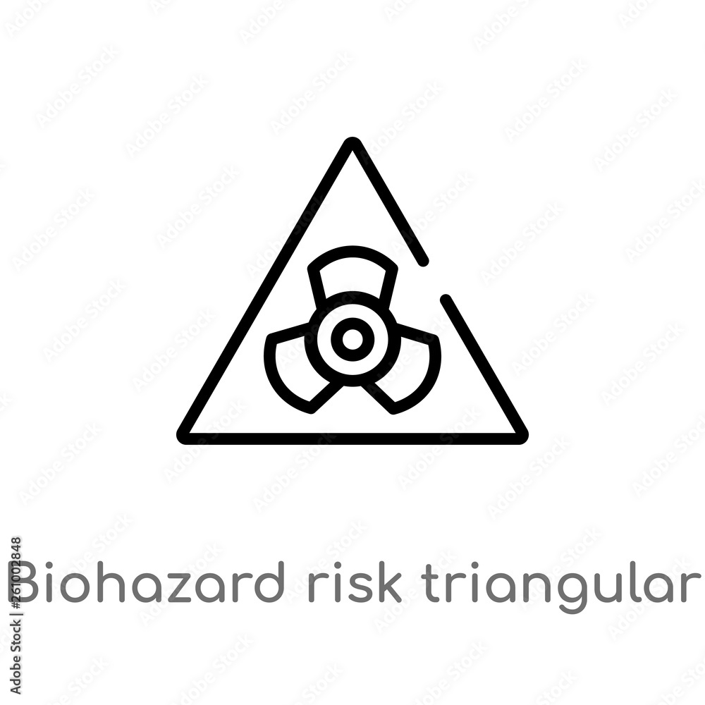 outline biohazard risk triangular vector icon. isolated black simple line element illustration from signs concept. editable vector stroke biohazard risk triangular icon on white background outline biohazard risk triangular vector icon. isolated black simple line element illustration from signs concept. editable vector stroke biohazard risk triangular icon on white background