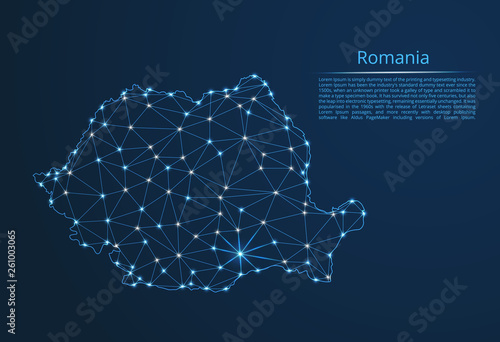 Obraz na plátně Romania communication network map