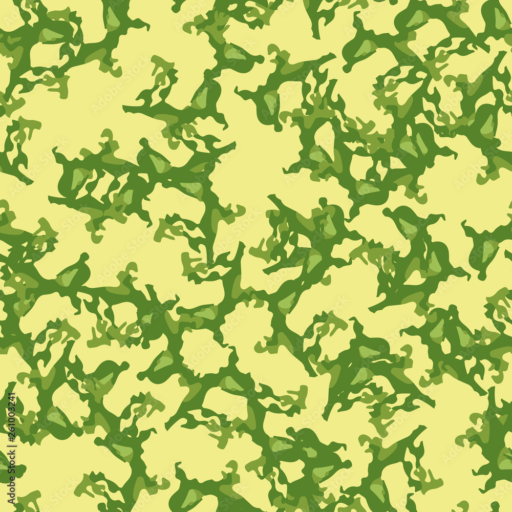 Spring camouflage of various shades of green and yellow colors Spring camouflage of various shades of green and yellow colors