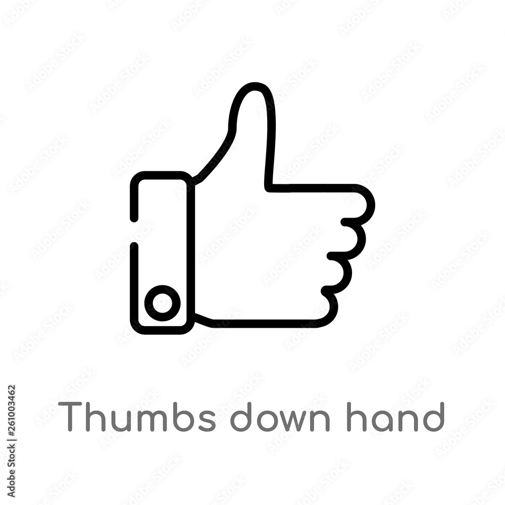 Obraz premium outline thumbs down hand vector icon. isolated black simple line element illustration from signs concept. editable vector stroke thumbs down hand icon on white background