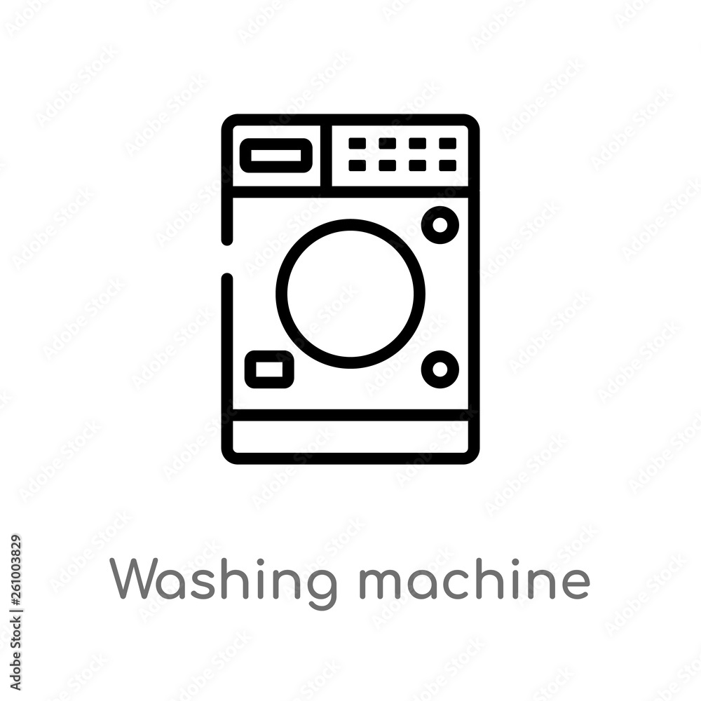 outline washing machine vector icon. isolated black simple line element illustration from signs concept. editable vector stroke washing machine icon on white background