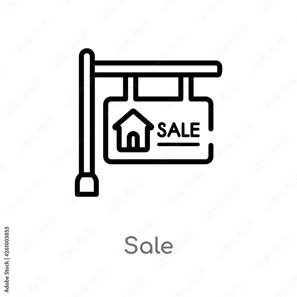 outline sale vector icon. isolated black simple line element illustration from signs concept. editable vector stroke sale icon on white background outline sale vector icon. isolated black simple line element illustration from signs concept. editable vector stroke sale icon on white background