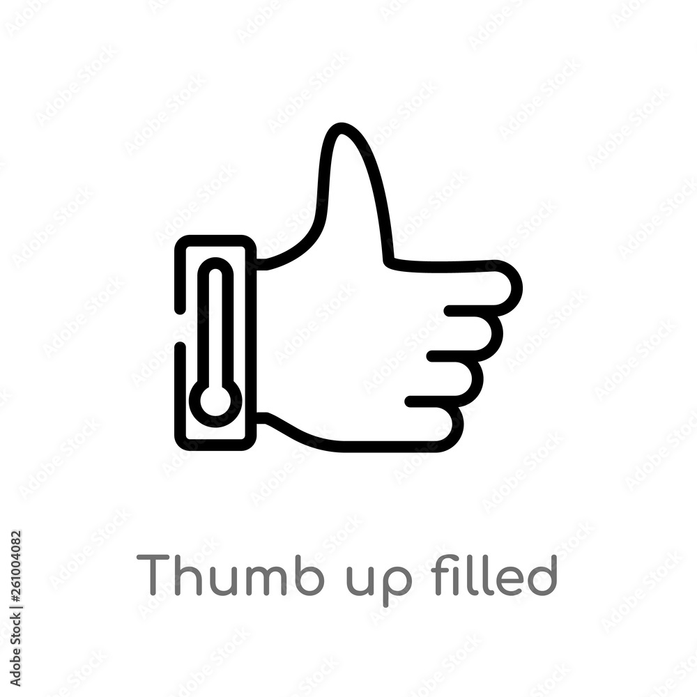 outline thumb up filled gesture vector icon. isolated black simple line element illustration from signs concept. editable vector stroke thumb up filled gesture icon on white background outline thumb up filled gesture vector icon. isolated black simple line element illustration from signs concept. editable vector stroke thumb up filled gesture icon on white background