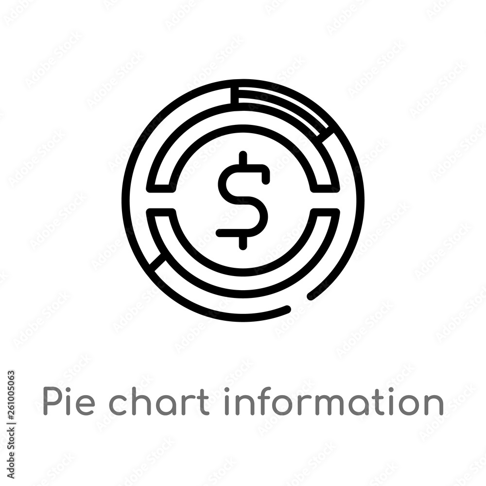 outline pie chart information on money vector icon. isolated black simple line element illustration from signs concept. editable vector stroke pie chart information on money icon on white background outline pie chart information on money vector icon. isolated black simple line element illustration from signs concept. editable vector stroke pie chart information on money icon on white background