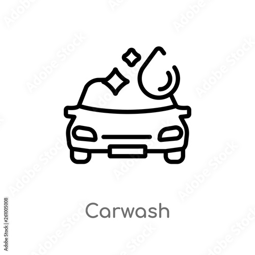 outline carwash vector icon. isolated black simple line element illustration from signs concept. editable vector stroke carwash icon on white background