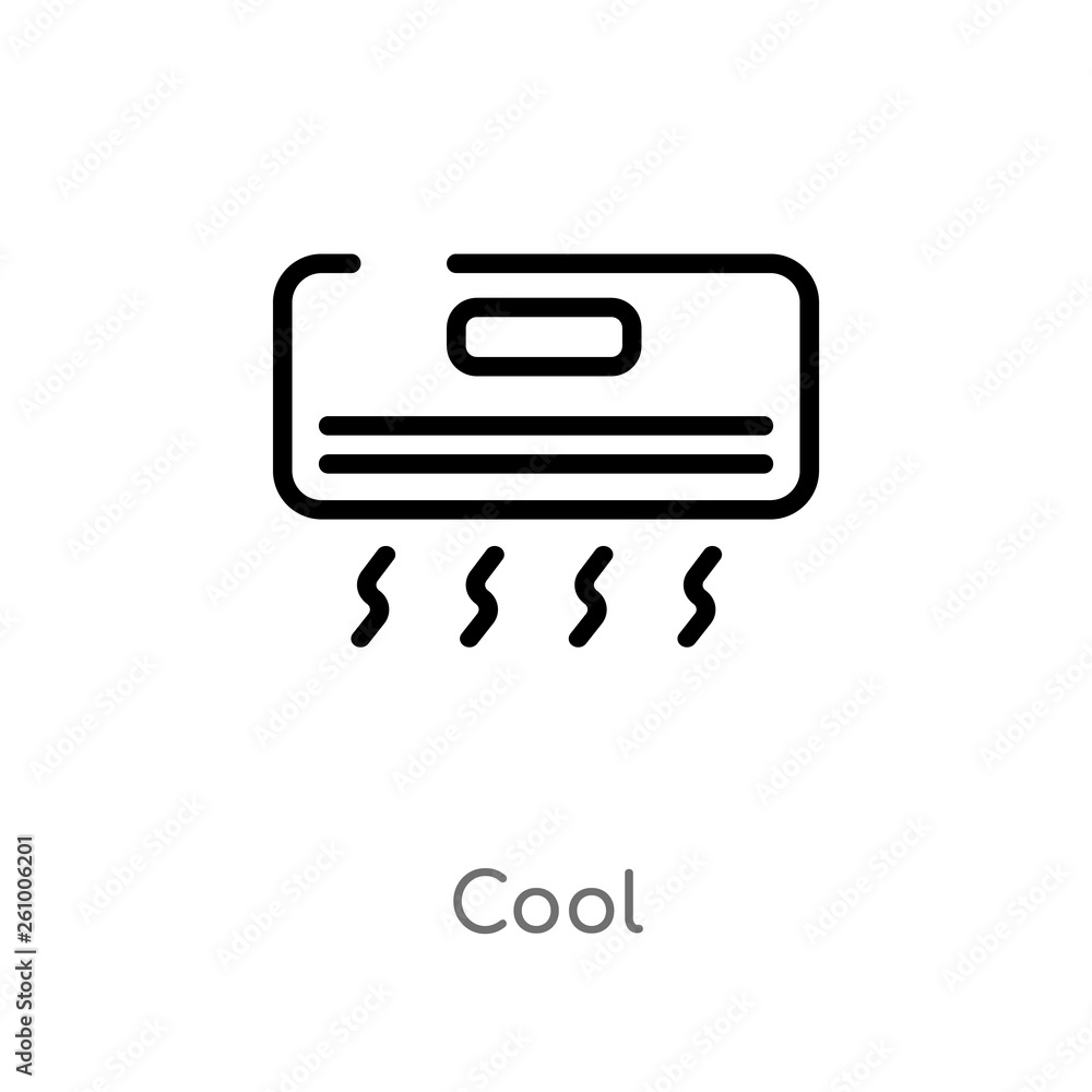 outline cool vector icon. isolated black simple line element illustration from smart house concept. editable vector stroke cool icon on white background outline cool vector icon. isolated black simple line element illustration from smart house concept. editable vector stroke cool icon on white background
