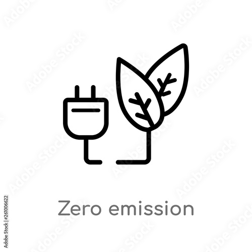 outline zero emission vector icon. isolated black simple line element illustration from smart house concept. editable vector stroke zero emission icon on white background photo