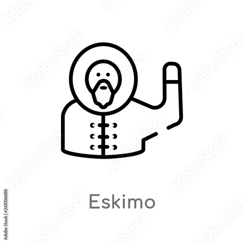 outline eskimo vector icon. isolated black simple line element illustration from smileys concept. editable vector stroke eskimo icon on white background