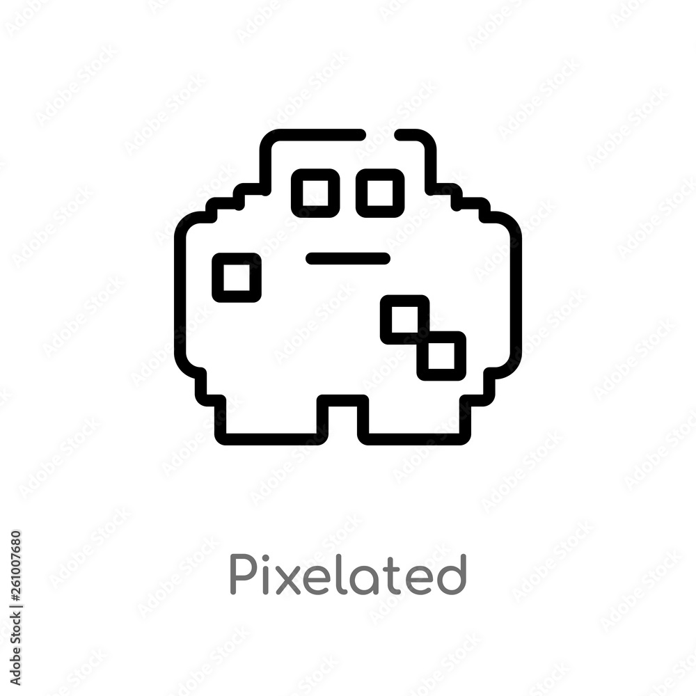 outline pixelated vector icon. isolated black simple line element illustration from social media concept. editable vector stroke pixelated icon on white background outline pixelated vector icon. isolated black simple line element illustration from social media concept. editable vector stroke pixelated icon on white background