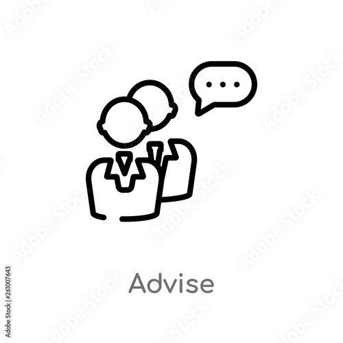 outline advise vector icon. isolated black simple line element illustration from social media concept. editable vector stroke advise icon on white background