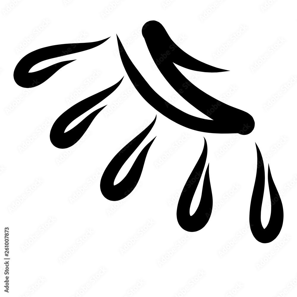 shining abstract sun, rays like drops, black pattern