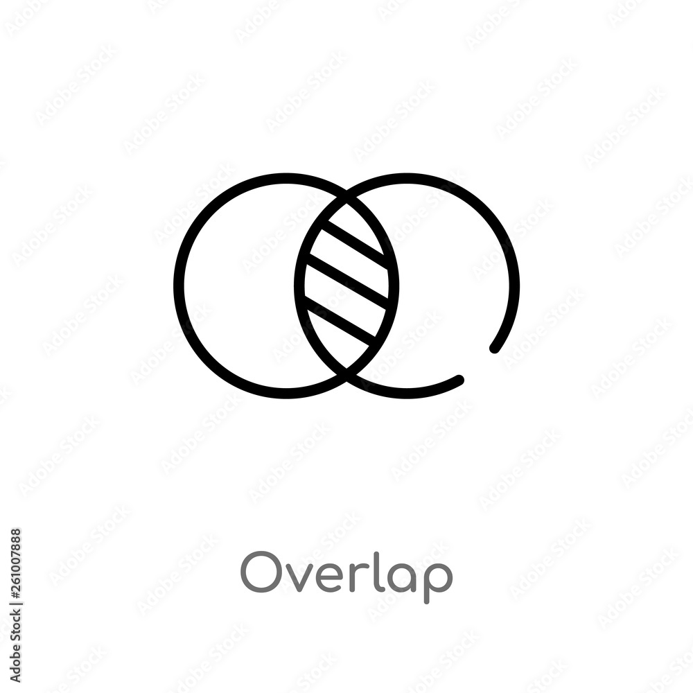 outline overlap vector icon. isolated black simple line element illustration from social concept. editable vector stroke overlap icon on white background