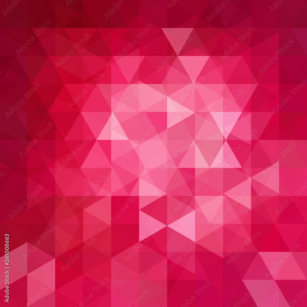 Fototapeta premium Abstract vector background with red, pink triangles. Geometric vector illustration. Creative design template.